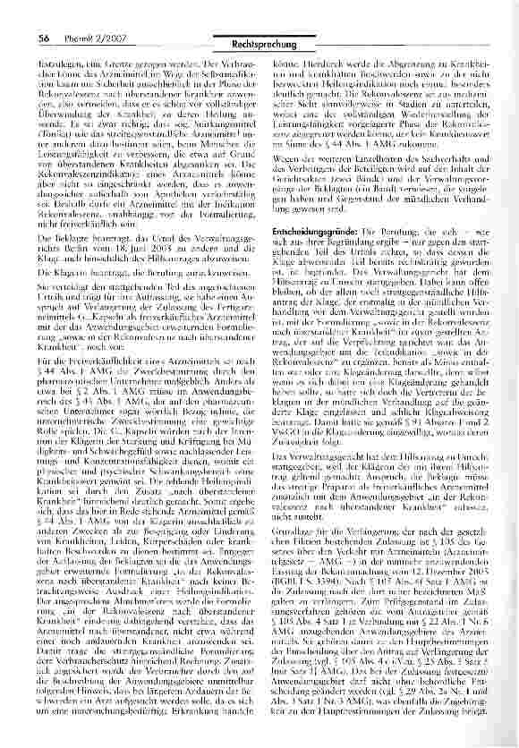 Vorschauseite 3: Anwendungsgebiete eines Arzneimittels sind Teil der Zulassung - AMG § 1, § 8 I, §221, $ 25 V, § 29, § 44 I, § 105 IV, IVe, IVf