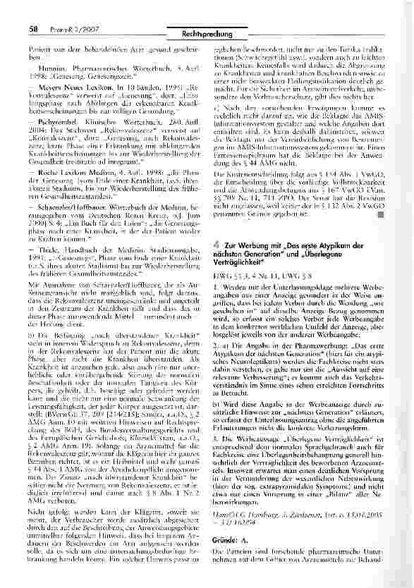 Vorschauseite 5: Anwendungsgebiete eines Arzneimittels sind Teil der Zulassung - AMG § 1, § 8 I, §221, $ 25 V, § 29, § 44 I, § 105 IV, IVe, IVf