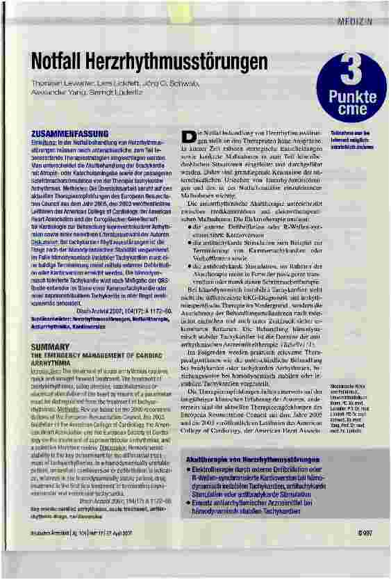 Vorschauseite 1: Notfall Herzrhythmusstörungen