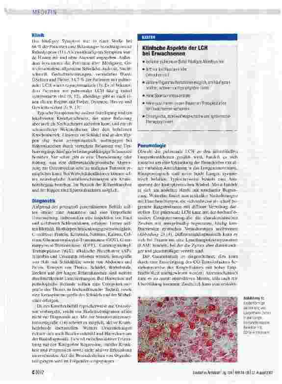 Vorschauseite 3: Langerhans-Zellhistiozytose des Erwachsenen - eine interdisziplinäre Herausforderung