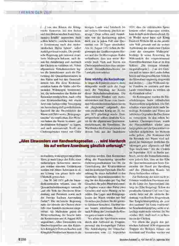 Vorschauseite 2: Preußen im Kampf gegen die Cholera