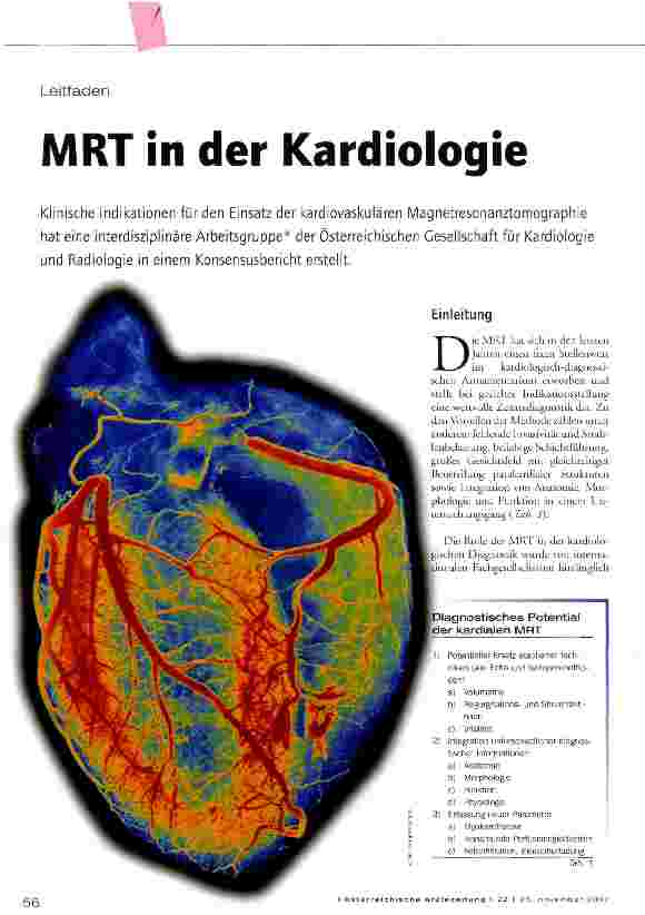 Vorschauseite 1: MRT in der Kardiologie