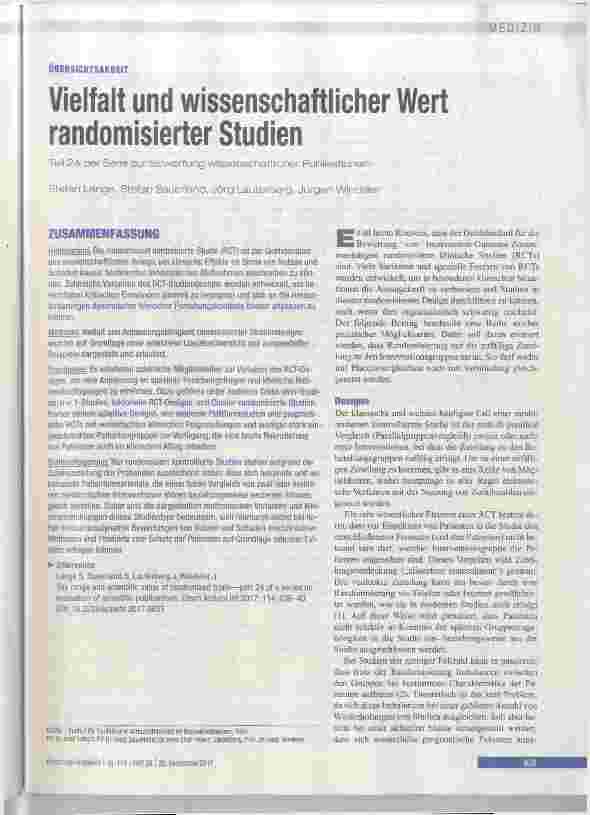 Vorschauseite 1: Vielfalt und wissenschaftlicher Wert randomisierter Studien