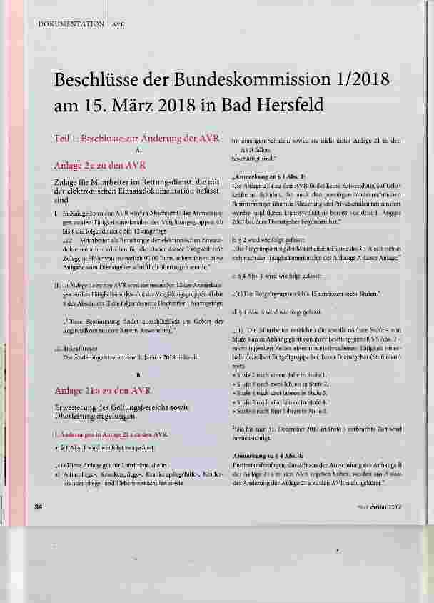 Vorschauseite 1: Beschlüsse der Bundeskommission 1/2018 am 15. März 2018 in Bad Hersfeld