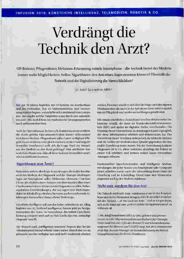 Vorschauseite 1: Verdrängt die Technik den Arzt?