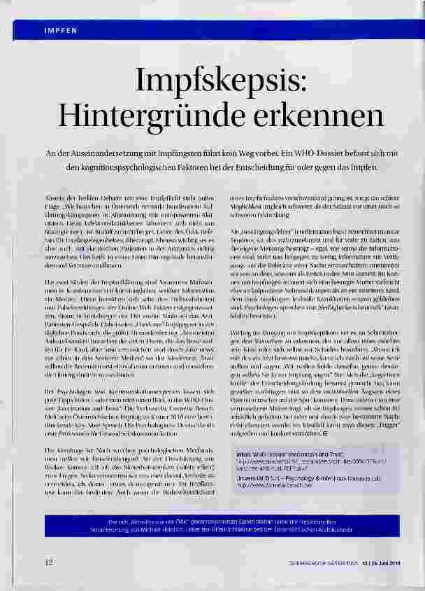 Vorschauseite 1: Impfskepsis; Hintergründe erkennen