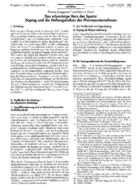 Vorschauseite 1: Das schmutzige Herz des Sports: Doping und die Haftungsrisiken der Pharmaunternehmen