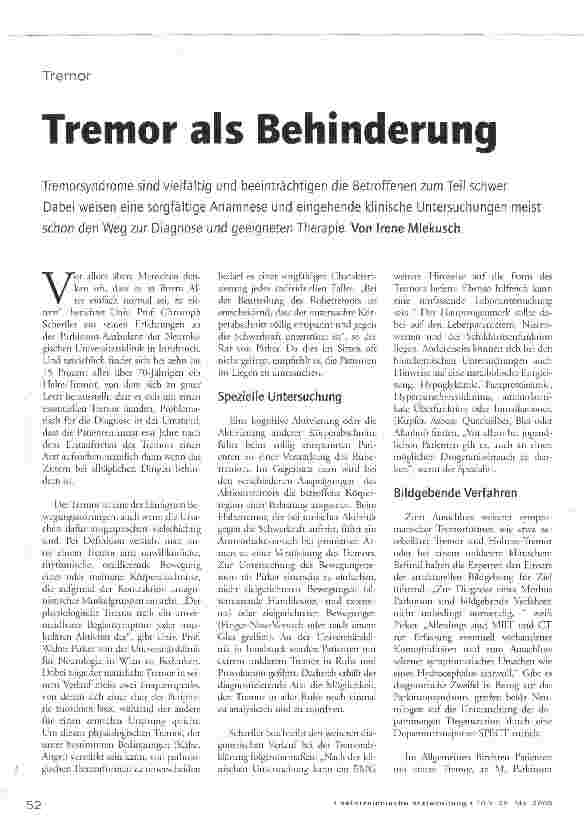 Vorschauseite 1: Tremor als Behinderung