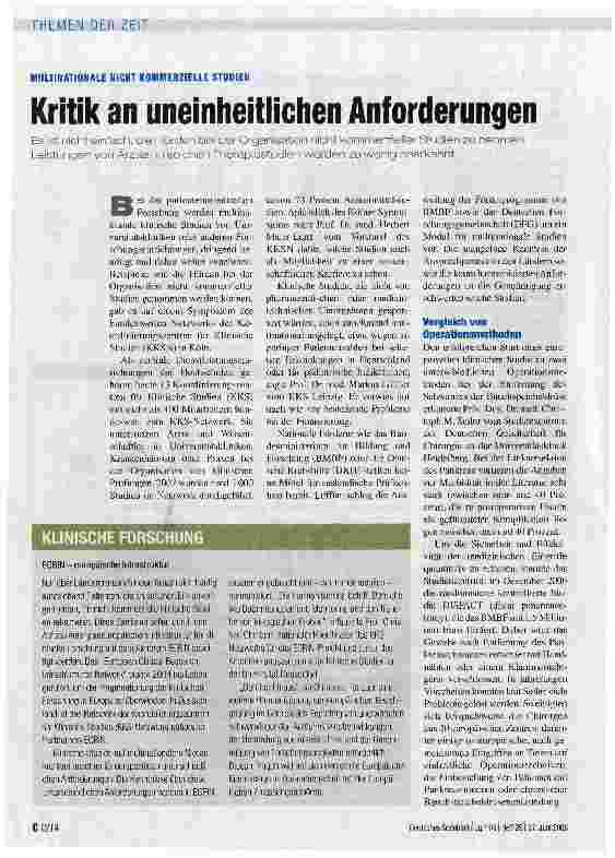 Vorschauseite 1: Kritik an uneinheitlichen Anforderungen