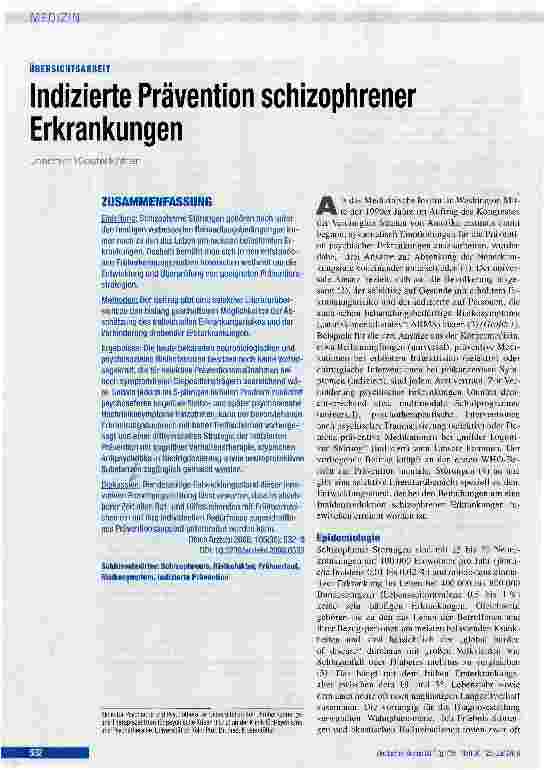 Vorschauseite 1: Indizierte Prävention schizophrener Erkrankungen