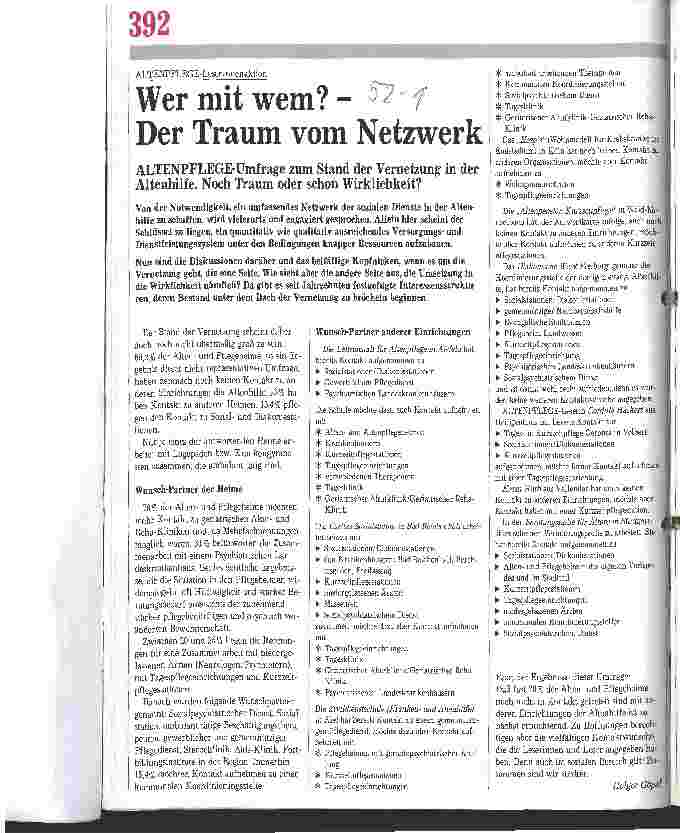 Vorschauseite 1: Wer mit wem? Der Traum vom Netzwerk Umfrage zum Stand der Vernetzung