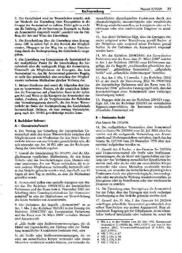 Vorschauseite 2: Maßnahmen gleicher Wirkung - Einzelstaatliche Maßnahmen, die vom Grundsalz des freien Warenverkehrs in der Gemeinschaft abweichen (pflanzliche Arzneimittel)