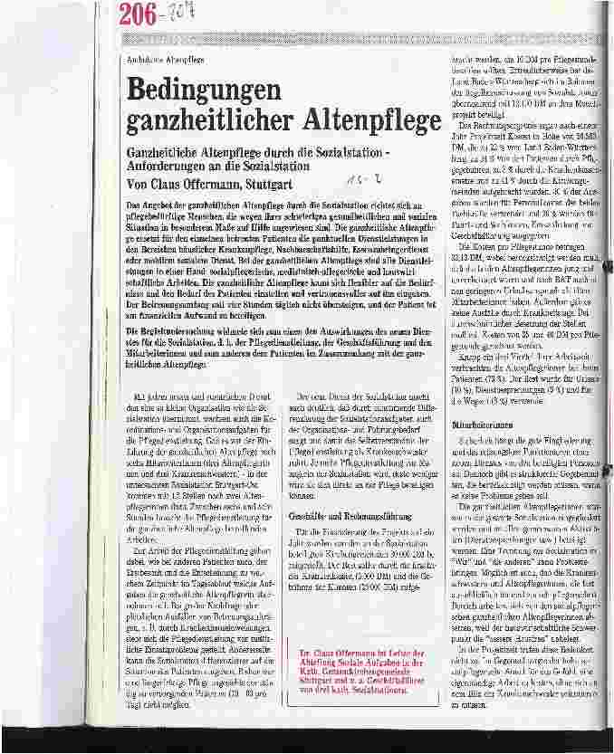 Vorschauseite 1: Ambulante Altenpflege: Bedingungen ganzheitlicher Altenpflege Ganzheitlilche Altenpflege durch die Sozialstation