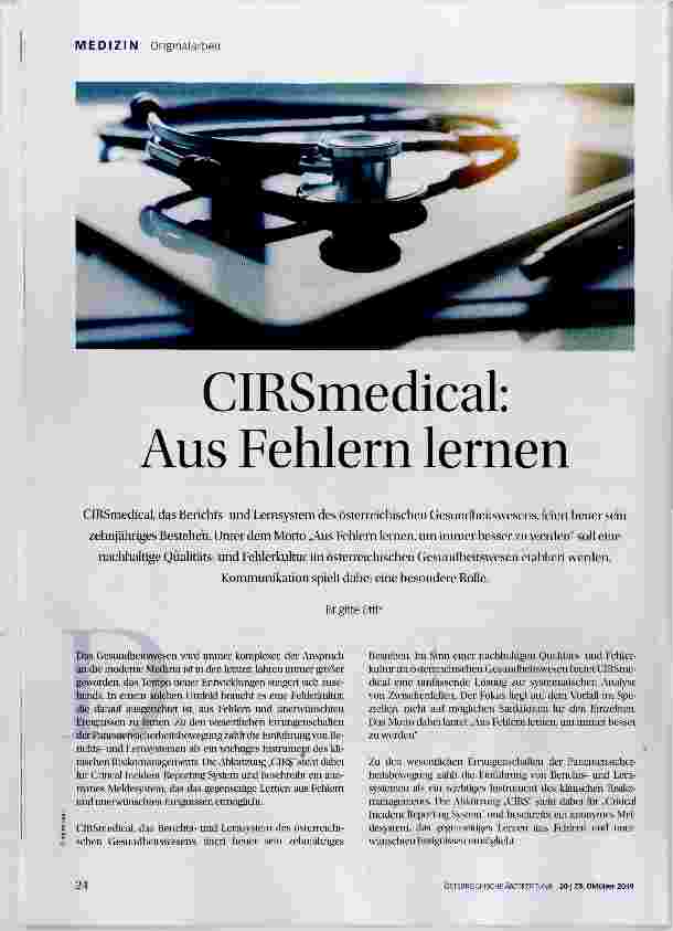 Vorschauseite 1: CIRSmedical: Aus Fehlern lernen