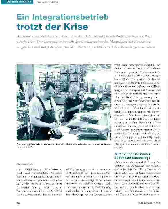 Vorschauseite 1: Ein Integrationsbetrieb trotzt der Krise