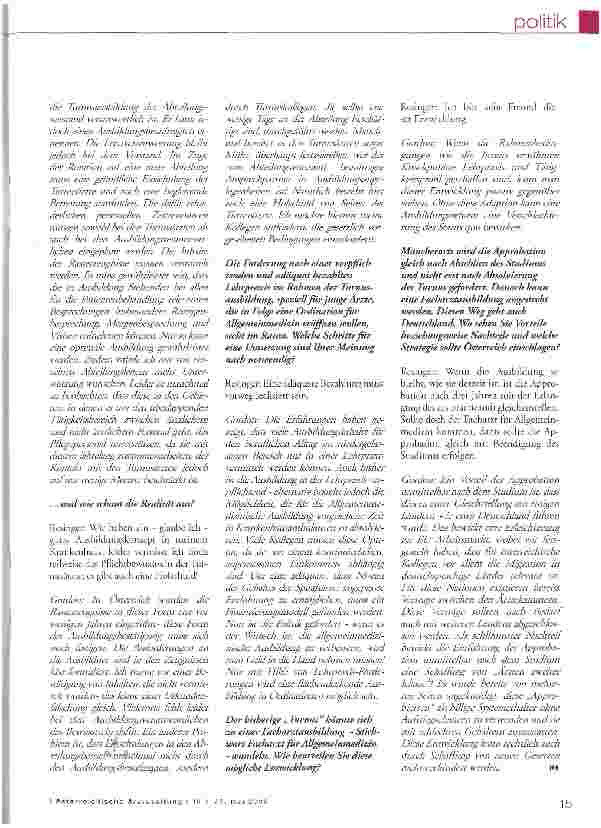 Vorschauseite 2: Konfrontation zur Ausbildung„Turnus am Wendepunkt?