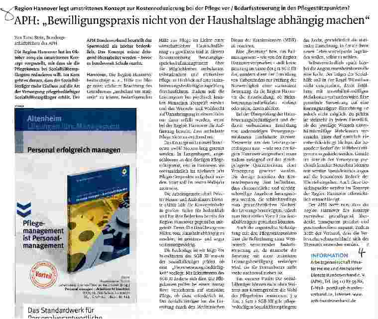 Vorschauseite 1: APH: Bewilligungspraxis nicht von der Haushaltslage abhängig machen