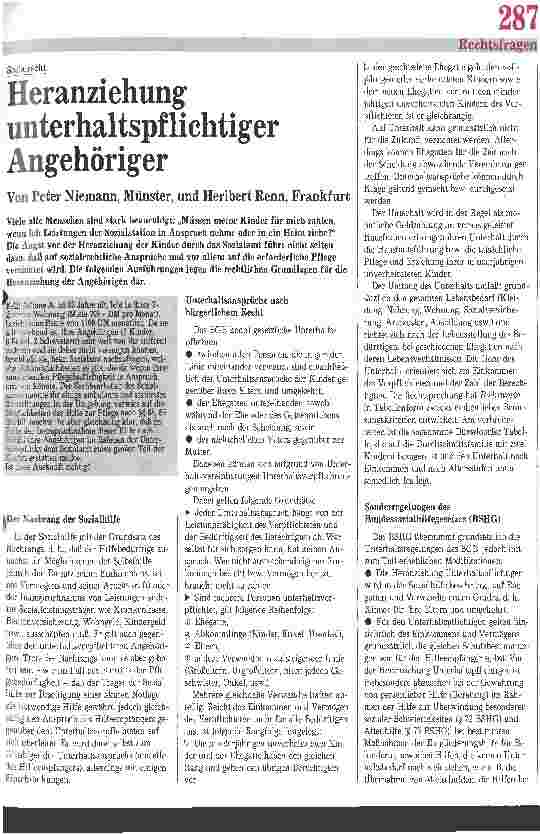 Vorschauseite 1: Sozialrecht Heranziehung unterhaltspflichtiger Angehöriger