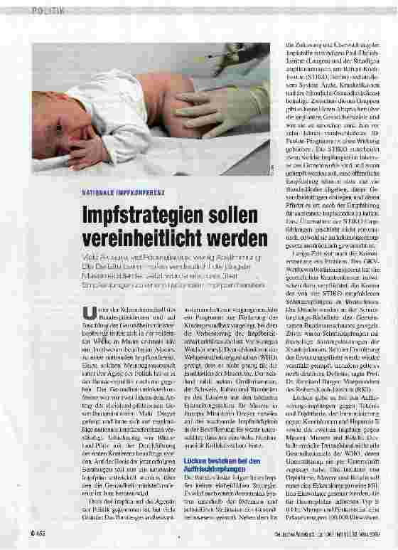 Vorschauseite 1: Impfstrategien sollen vereinheitlicht werden