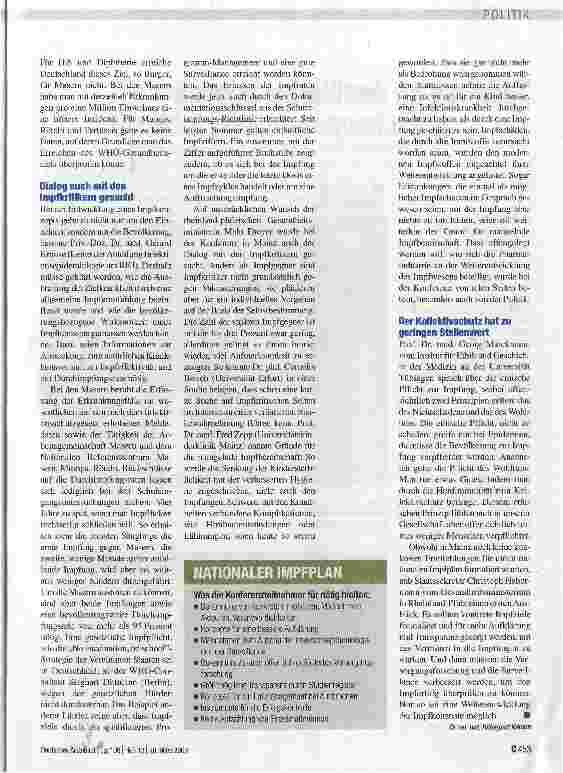 Vorschauseite 2: Impfstrategien sollen vereinheitlicht werden