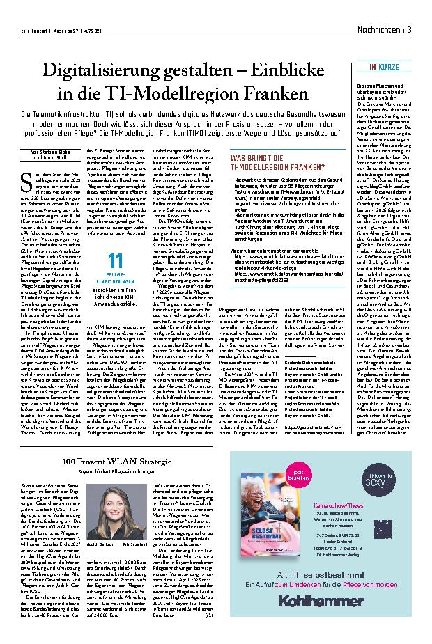 Vorschauseite 1: Digitalisierung gestalten – Einblicke in die TI-Modellregion Franken