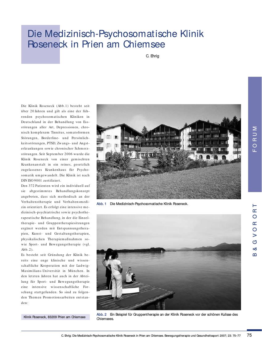 Vorschauseite 1: Die Medizinisch-Psychosomatische Klinik Roseneck in Prien am Chiemsee