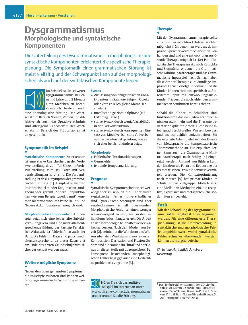 Vorschauseite 1: Dysgrammatismus