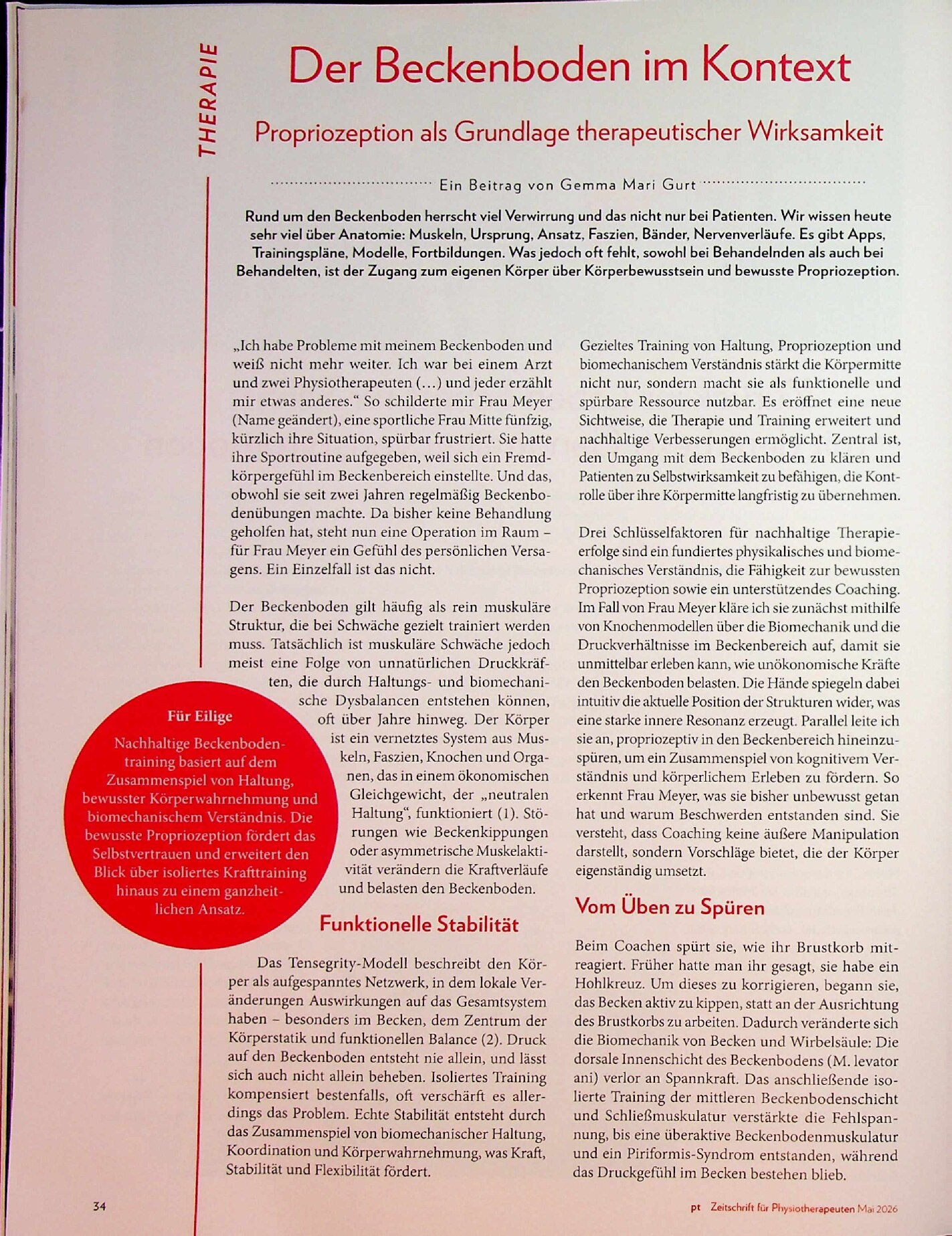 Vorschauseite 1: Der Beckenboden im Kontext von Propriozeption als Grundlage therapeutischer Wirksamkeit