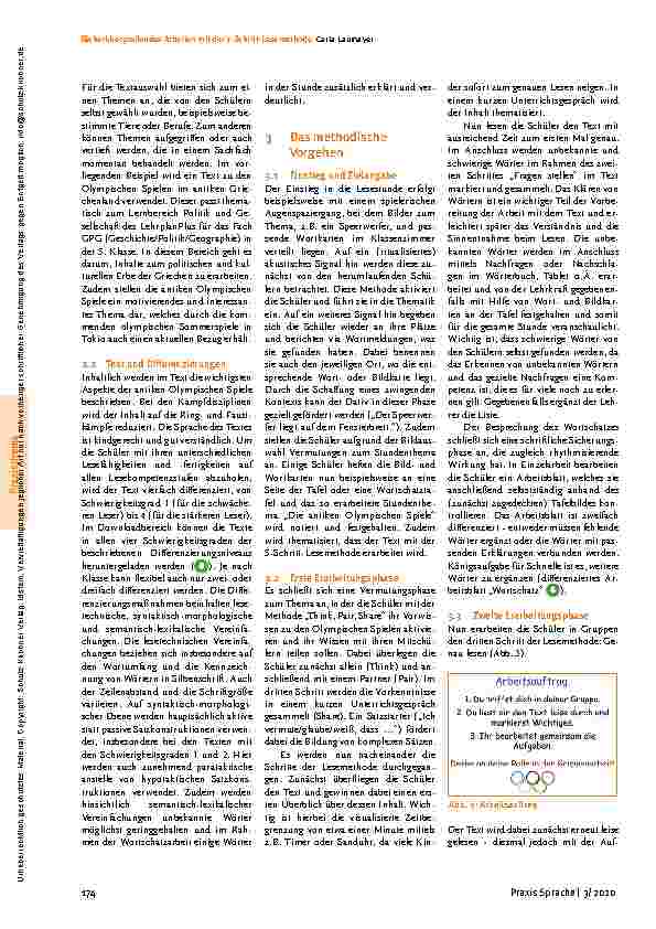 Vorschauseite 3: Fächerübergreifendes Arbeiten mit der 5-Schritt-Lesemethode