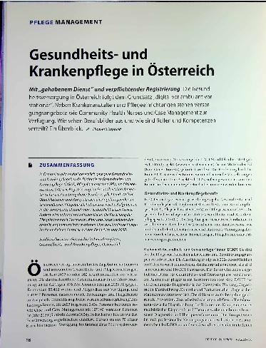 Vorschauseite 1: Gesundheitsund Krankenpflege in Österreich