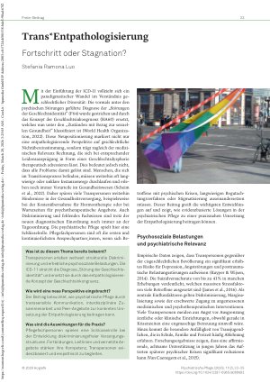 Vorschauseite 1: Trans*Entpathologisierung Fortschritt oder Stagnation?