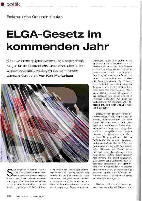 Vorschauseite 1: ELGA-Gesetz im kommenden Jahr