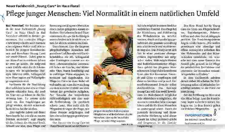 Vorschauseite 1: Pflege junger Menschen: Viel Normalität in einem natürlichen Umfeld