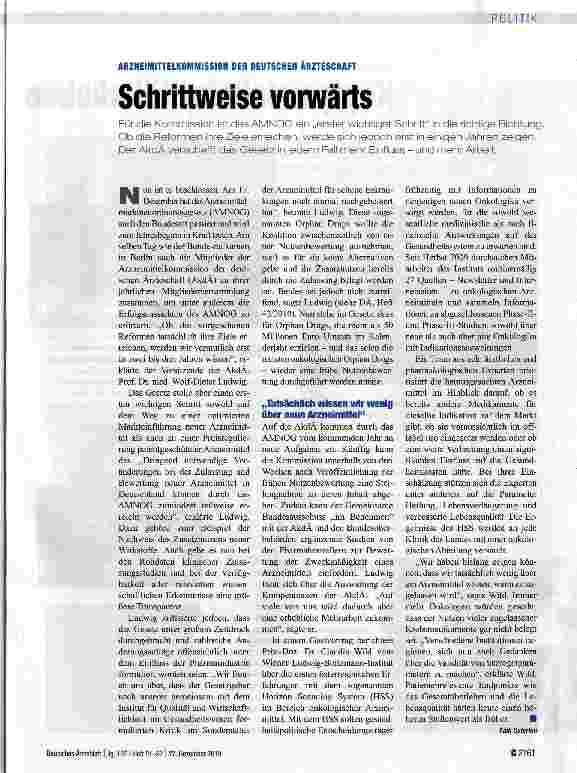 Vorschauseite 1: ARZNEIMITTELKOMMISSION DER DEUTSCHEN ÄRZTESCHAFTSchrittweise vorwärts