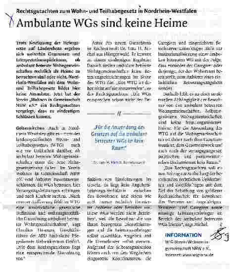 Vorschauseite 1: Ambulante WGs sind keine Heime