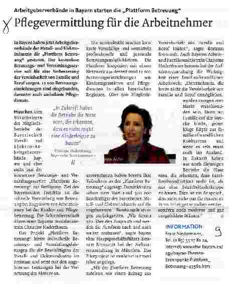 Vorschauseite 1: Pflegevermittlung für die Arbeitnehmer