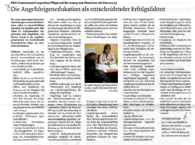 Vorschauseite 1: Die Angehörigenedukation als entscheidender Erfolgsfaktor