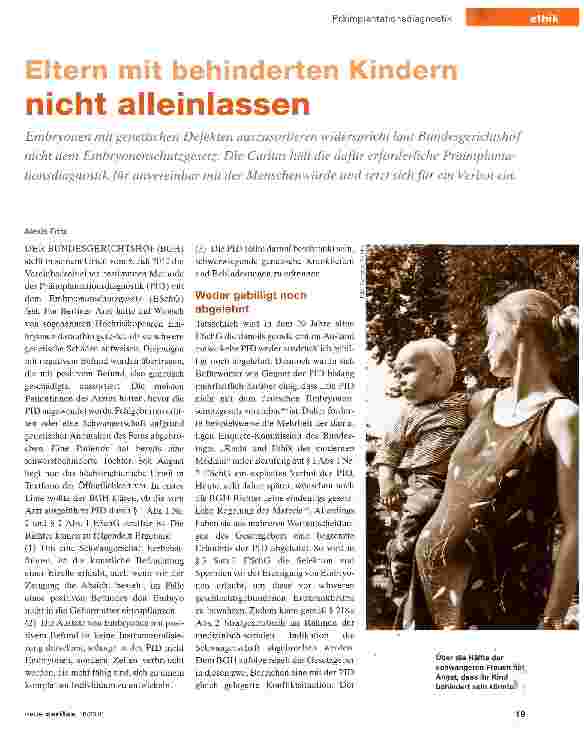 Vorschauseite 1: Eltern mit behinderten Kindern nicht alleinlassen