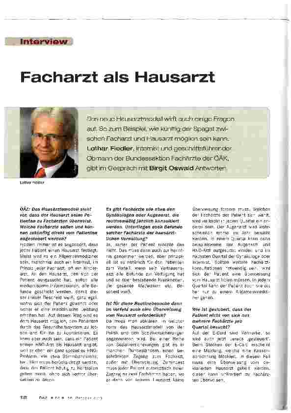 Vorschauseite 1: Facharzt als Hausarzt