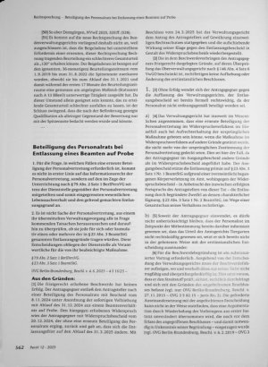 Vorschauseite 1: Beteiligung des Personalrats bei Entlassung eines Beamten auf Probe