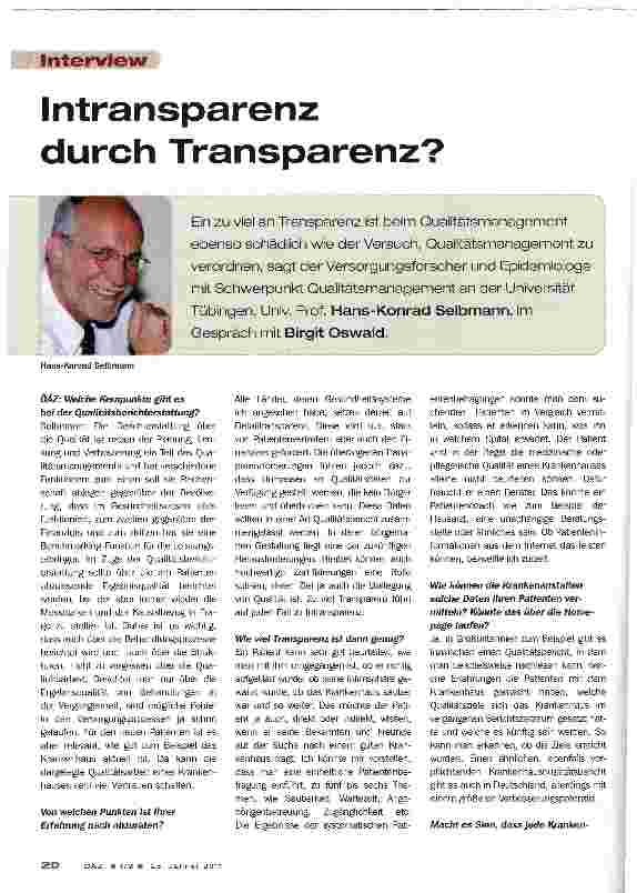 Vorschauseite 1: Intransparenz durch Transparenz?