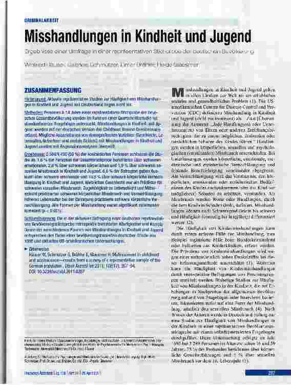 Vorschauseite 1: Misshandlungen in Kindheit und Jugend