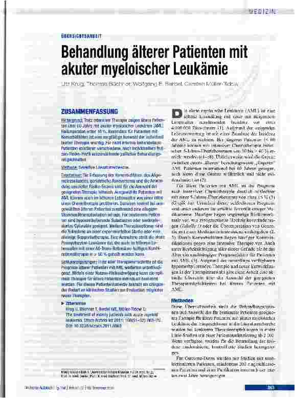Vorschauseite 1: Behandlung akuter mye älterer Patienten mit oischer Leukämie