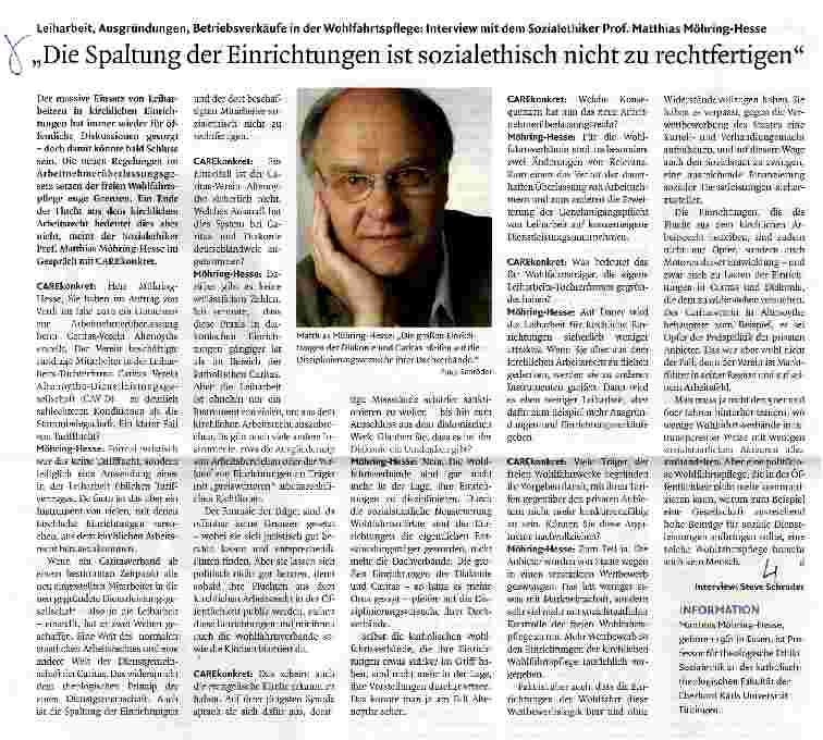 Vorschauseite 1: Die Spaltung der Einrichtungen ist sozialethisch nicht zu rechtfertigen
