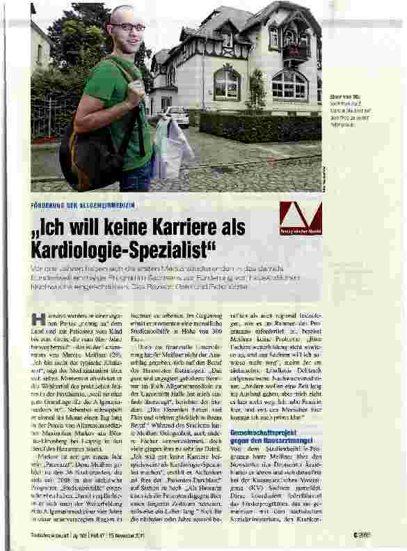 Vorschauseite 1: „Ich will keine Karriere als Kardiologie-Spezialist