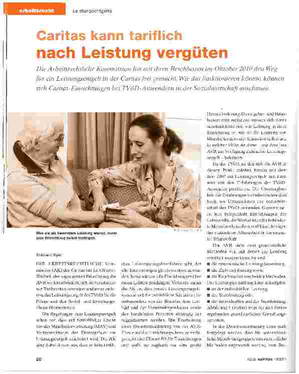 Vorschauseite 1: Caritas kann tariflich nach Leistung vergüten