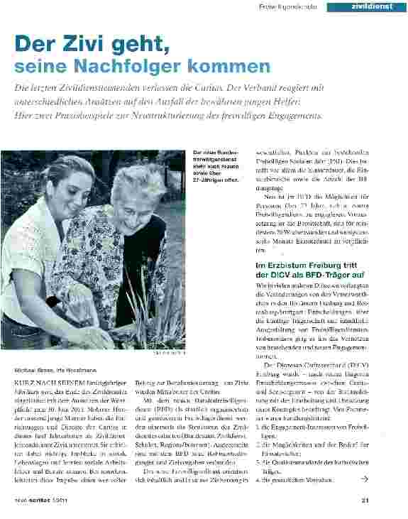 Vorschauseite 1: Der Zivi geht, seine Nachfolger kommen