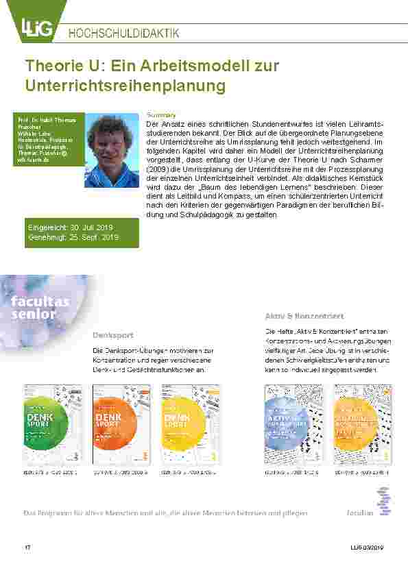 Vorschauseite 1: Theorie U: Ein Arbeitsmodell zur Unterrichtsreihenplanung