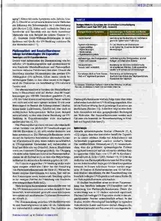 Vorschauseite 3: Zusammenhang von beruflich bedingter Sonnenexposition und hellem Hautkrebs