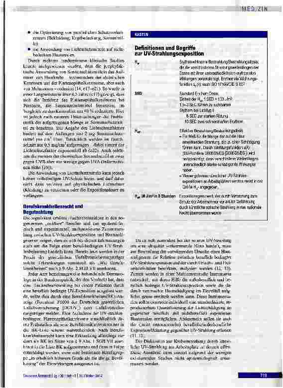 Vorschauseite 5: Zusammenhang von beruflich bedingter Sonnenexposition und hellem Hautkrebs